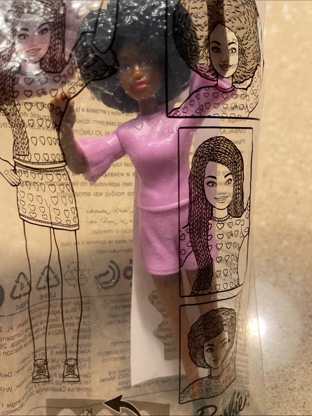Barbie Doll in Pink Outfit with Black Hair